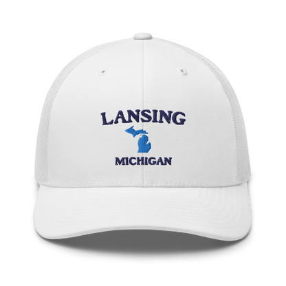 'Lansing Michigan' Trucker Hat (w/ Michigan Outline)