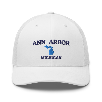 'Ann Arbor Michigan' Trucker Hat (w/ Michigan Outline)