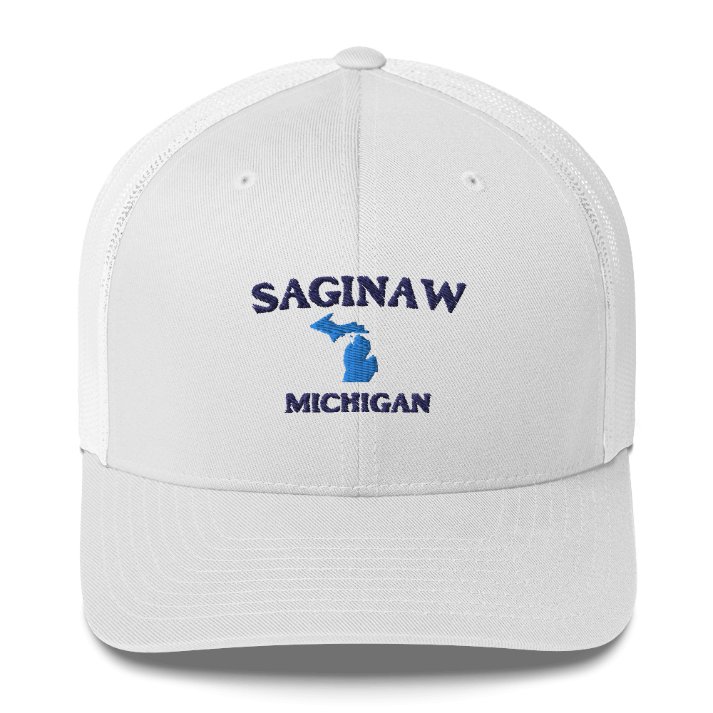 'Saginaw Michigan' Trucker Hat (w/ Michigan Outline)