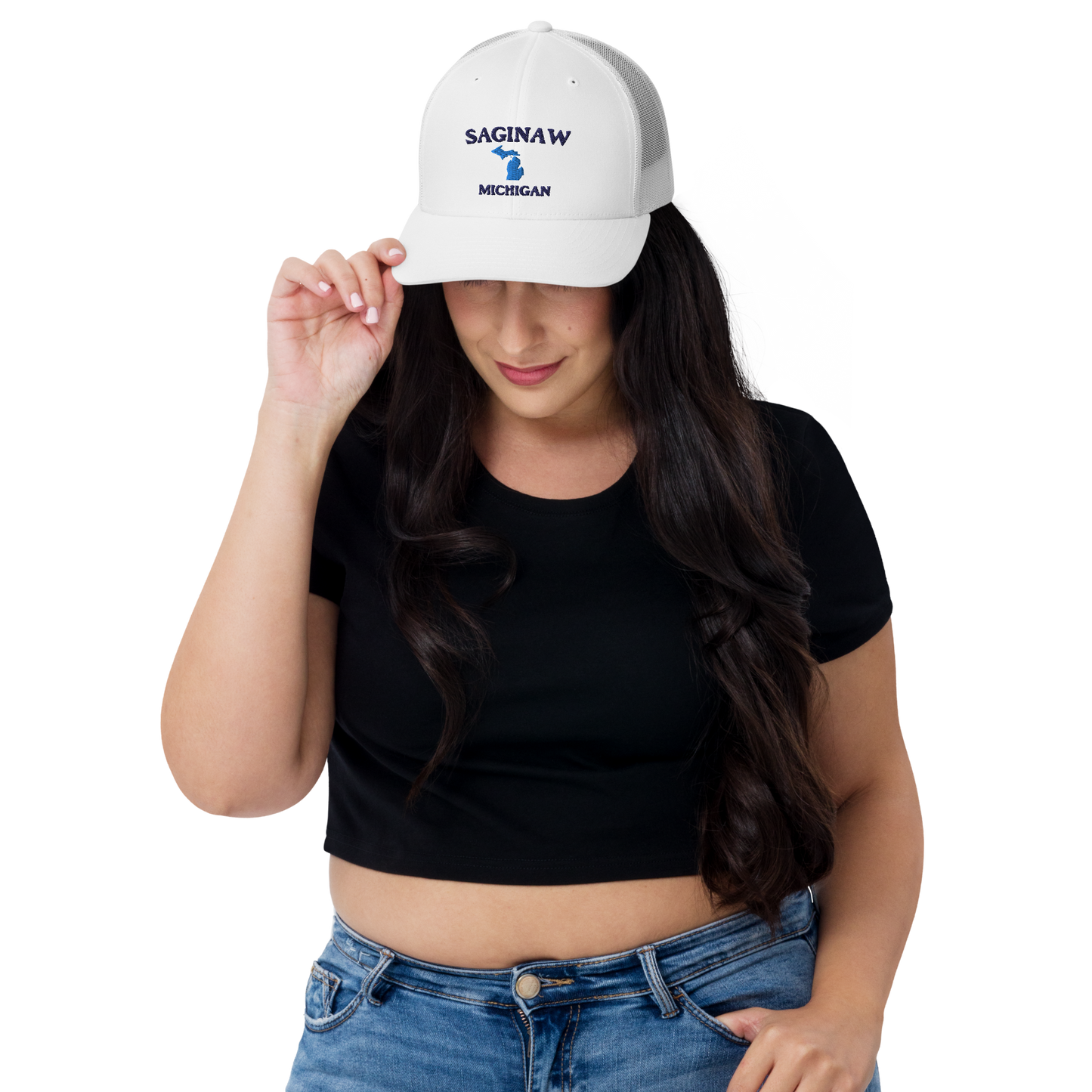 'Saginaw Michigan' Trucker Hat (w/ Michigan Outline)