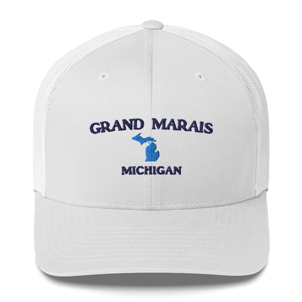 'Grand Marais Michigan' Trucker Hat (w/ Michigan Outline)