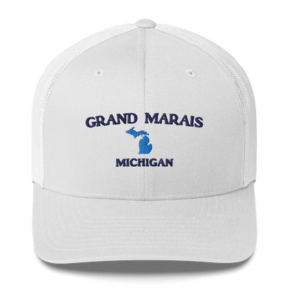 'Grand Marais Michigan' Trucker Hat (w/ Michigan Outline)