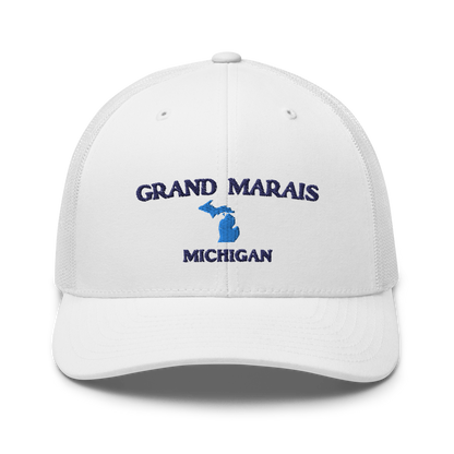 'Grand Marais Michigan' Trucker Hat (w/ Michigan Outline)