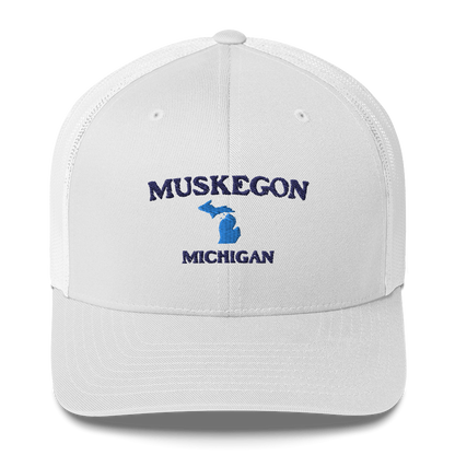 'Muskegon Michigan' Trucker Cap (w/ Michigan Outline)