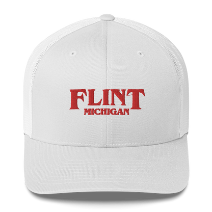 'Flint Michigan' Trucker Hat (1980s Drama Parody)