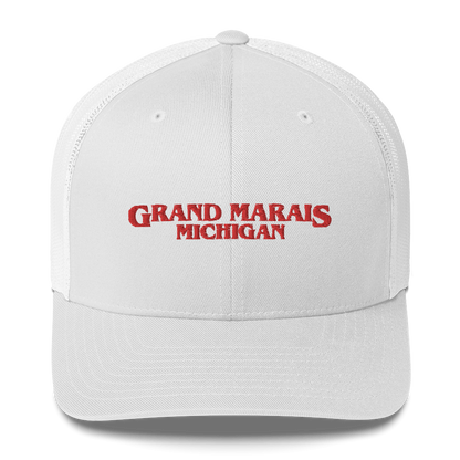 'Grand Marais Michigan' Trucker Hat (1980s Drama Parody)