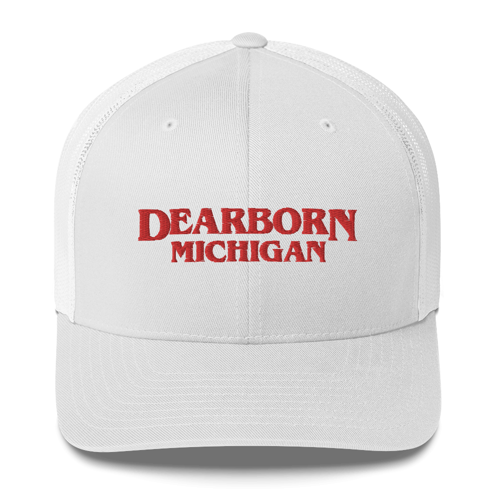 'Dearborn Michigan' Trucker Hat (1980s Drama Parody)