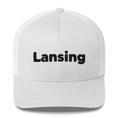 'Lansing' Trucker Hat | White/Black Embroidery