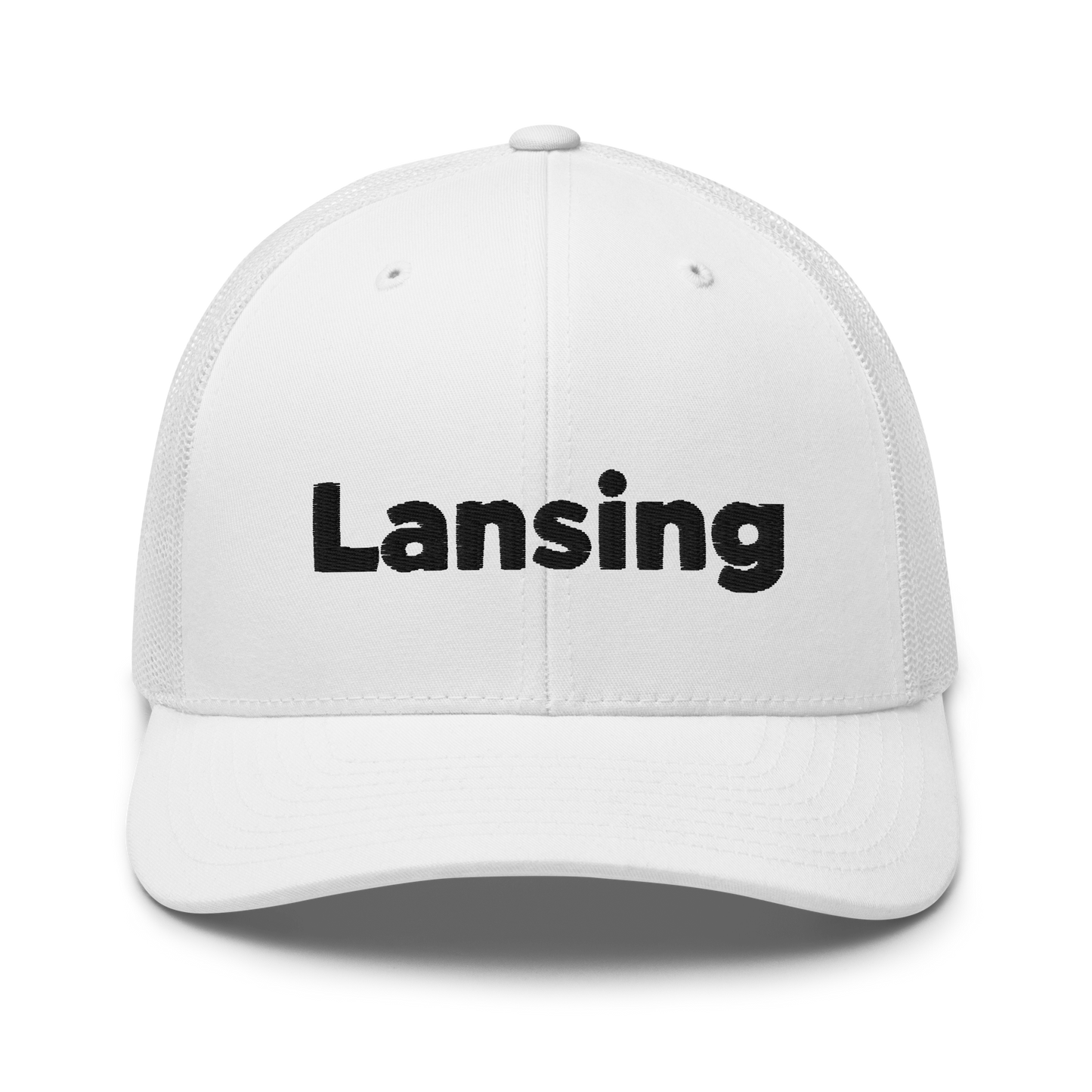 'Lansing' Trucker Hat | White/Black Embroidery