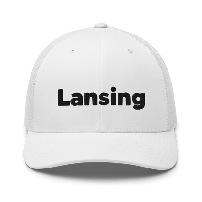 'Lansing' Trucker Hat | White/Black Embroidery