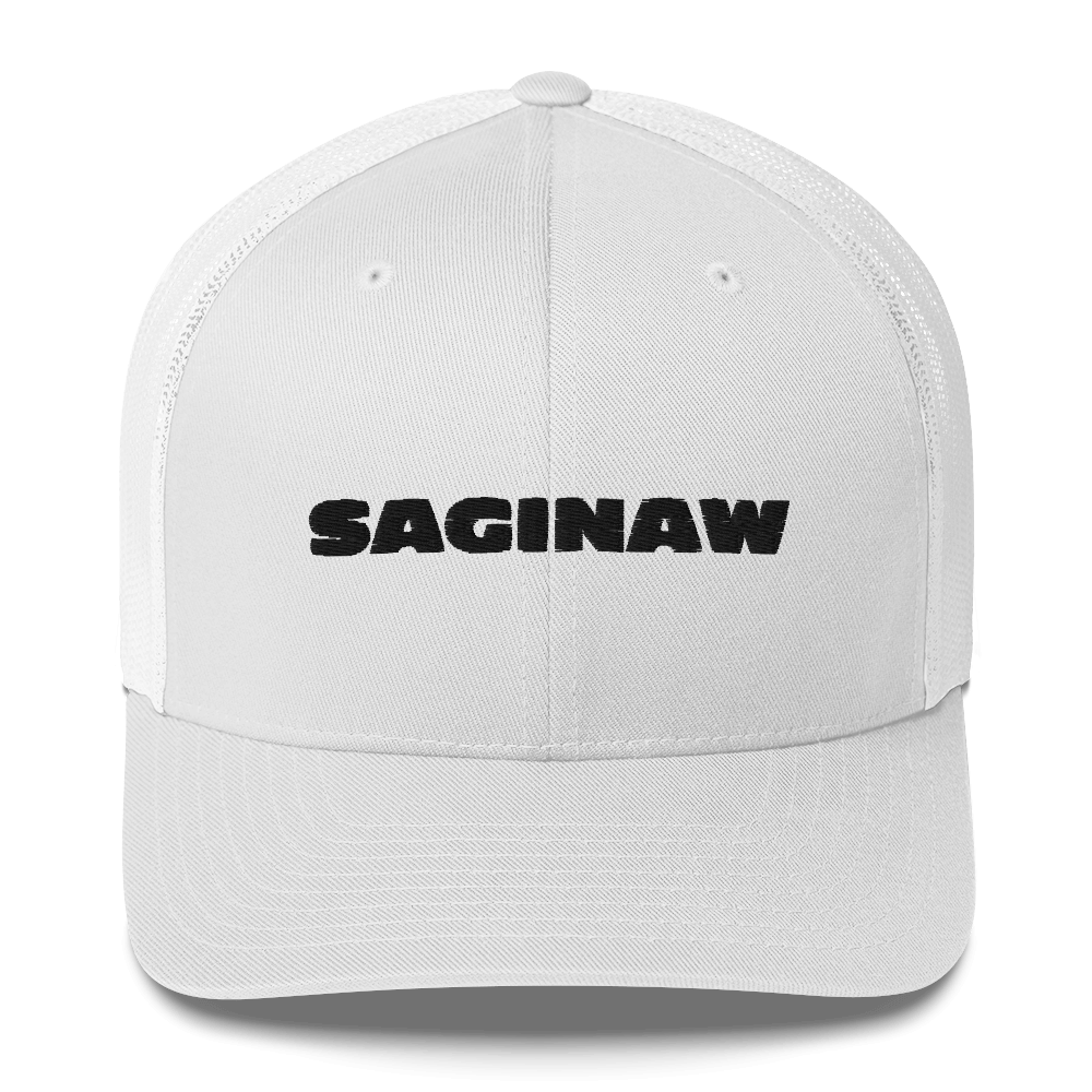 'Saginaw' Trucker Hat | White/Black Embroidery