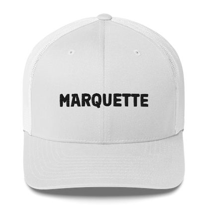 'Marquette' Trucker Hat | White/Black Embroidery