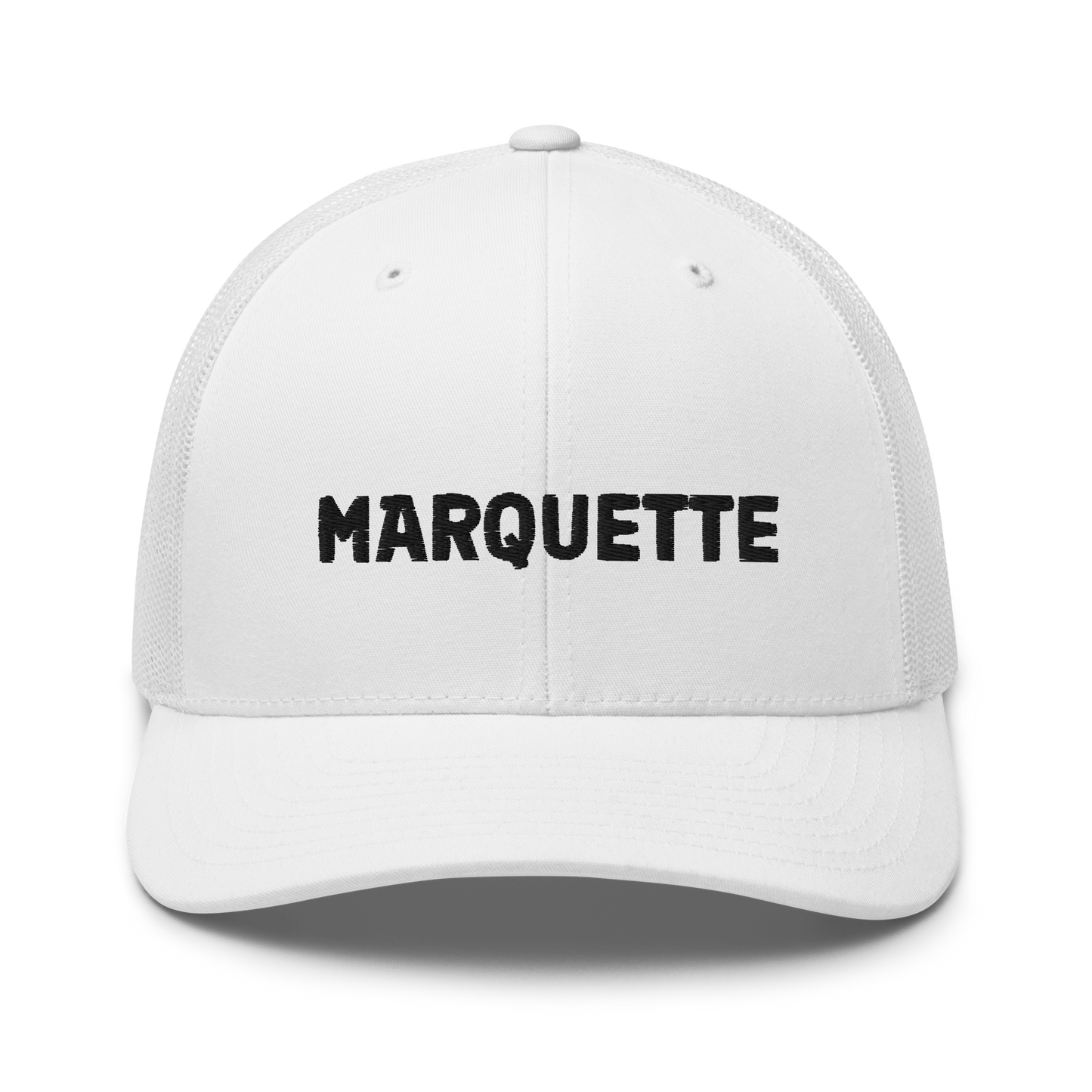 'Marquette' Trucker Hat | White/Black Embroidery