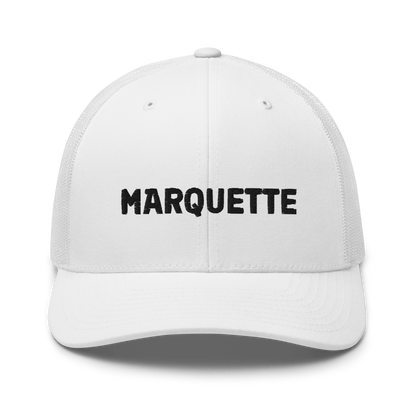 'Marquette' Trucker Hat | White/Black Embroidery