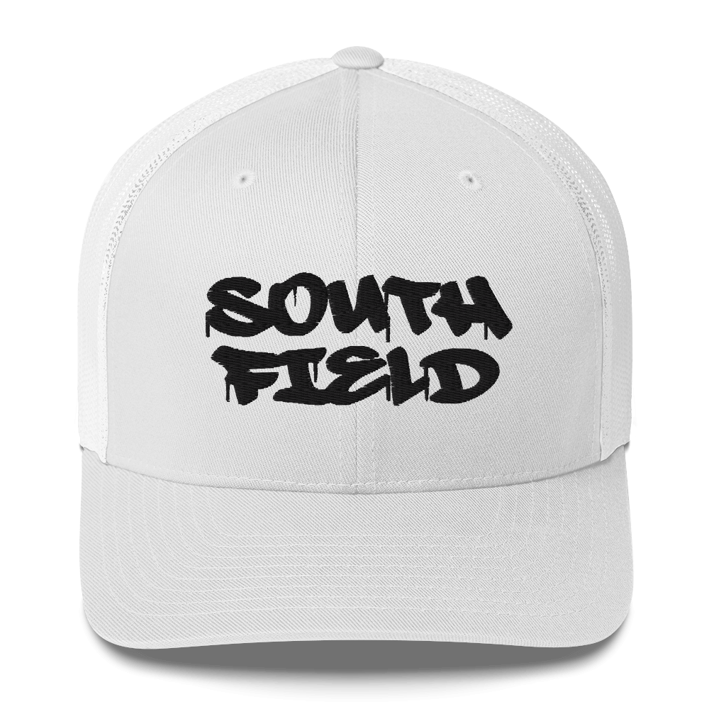 'Southfield' Trucker Hat | White/Black Embroidery