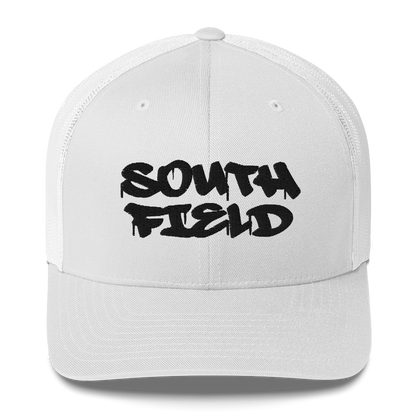 'Southfield' Trucker Hat | White/Black Embroidery