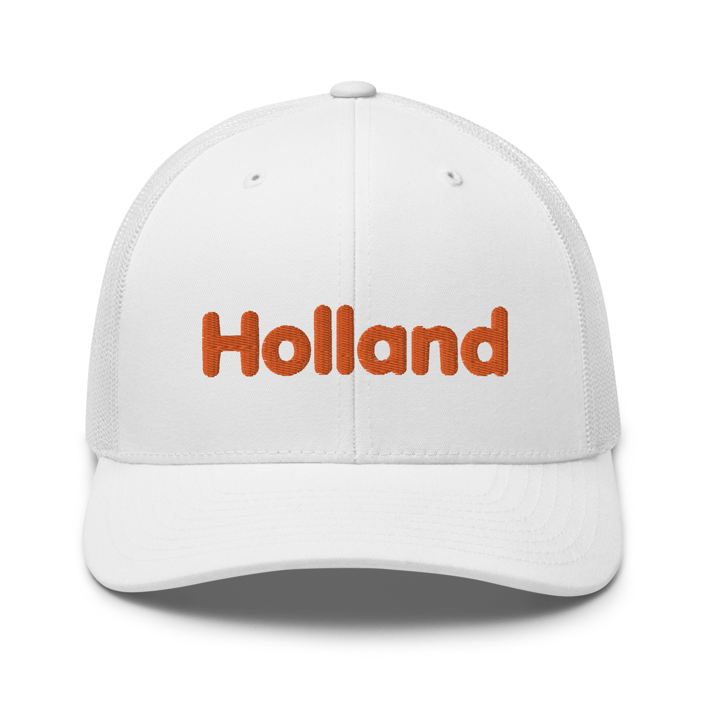 'Holland' Trucker Hat | White/Orange Embroidery