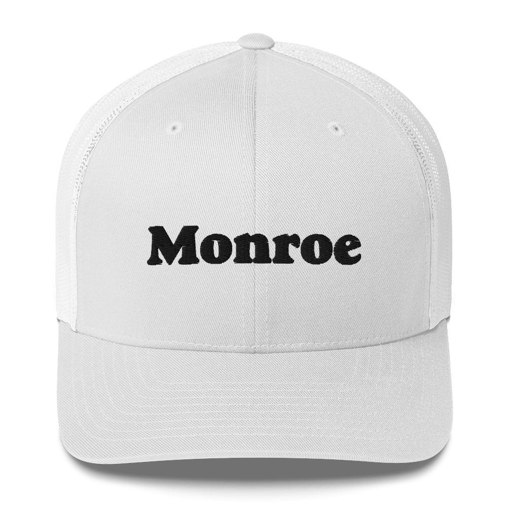 'Monroe' Trucker Hat | White/Black Embroidery