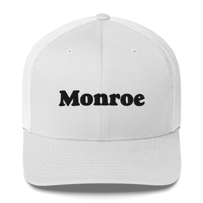 'Monroe' Trucker Hat | White/Black Embroidery