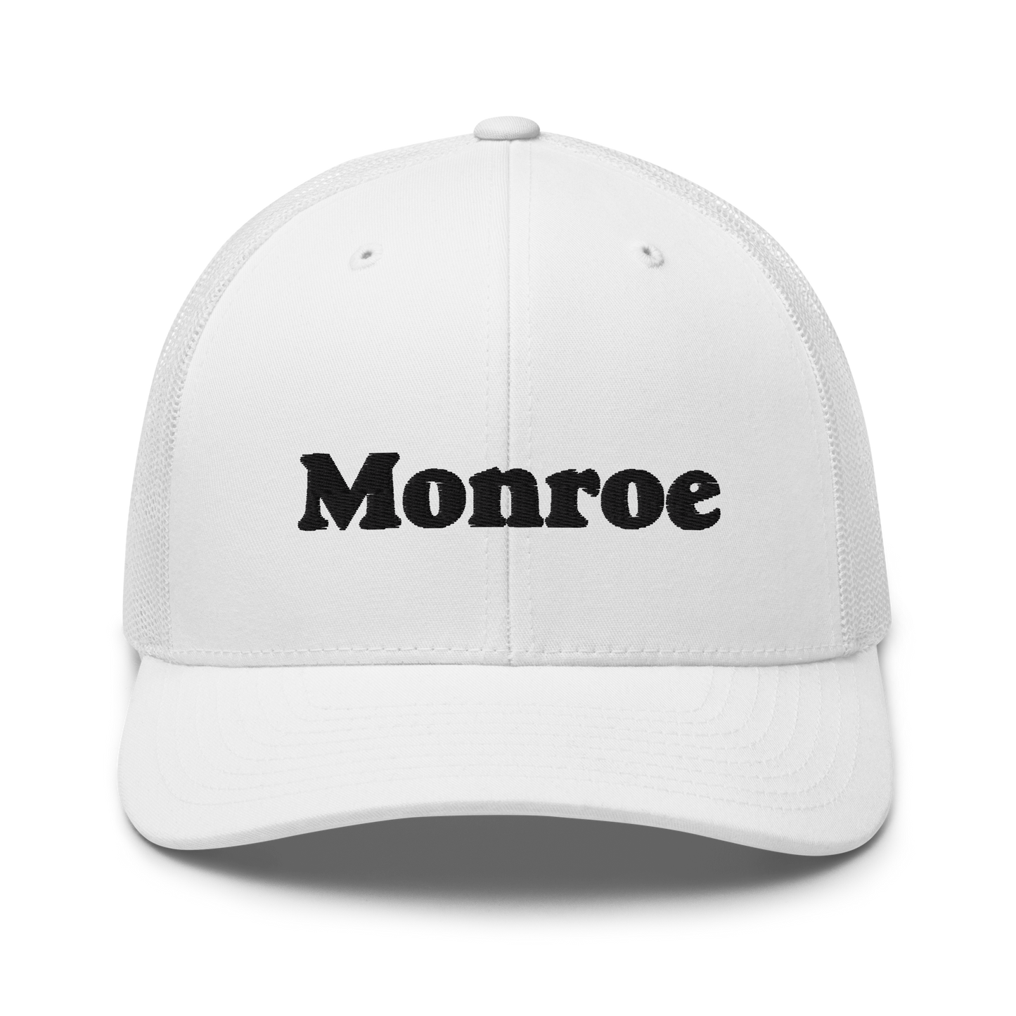 'Monroe' Trucker Hat | White/Black Embroidery