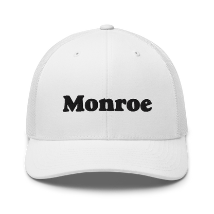 'Monroe' Trucker Hat | White/Black Embroidery