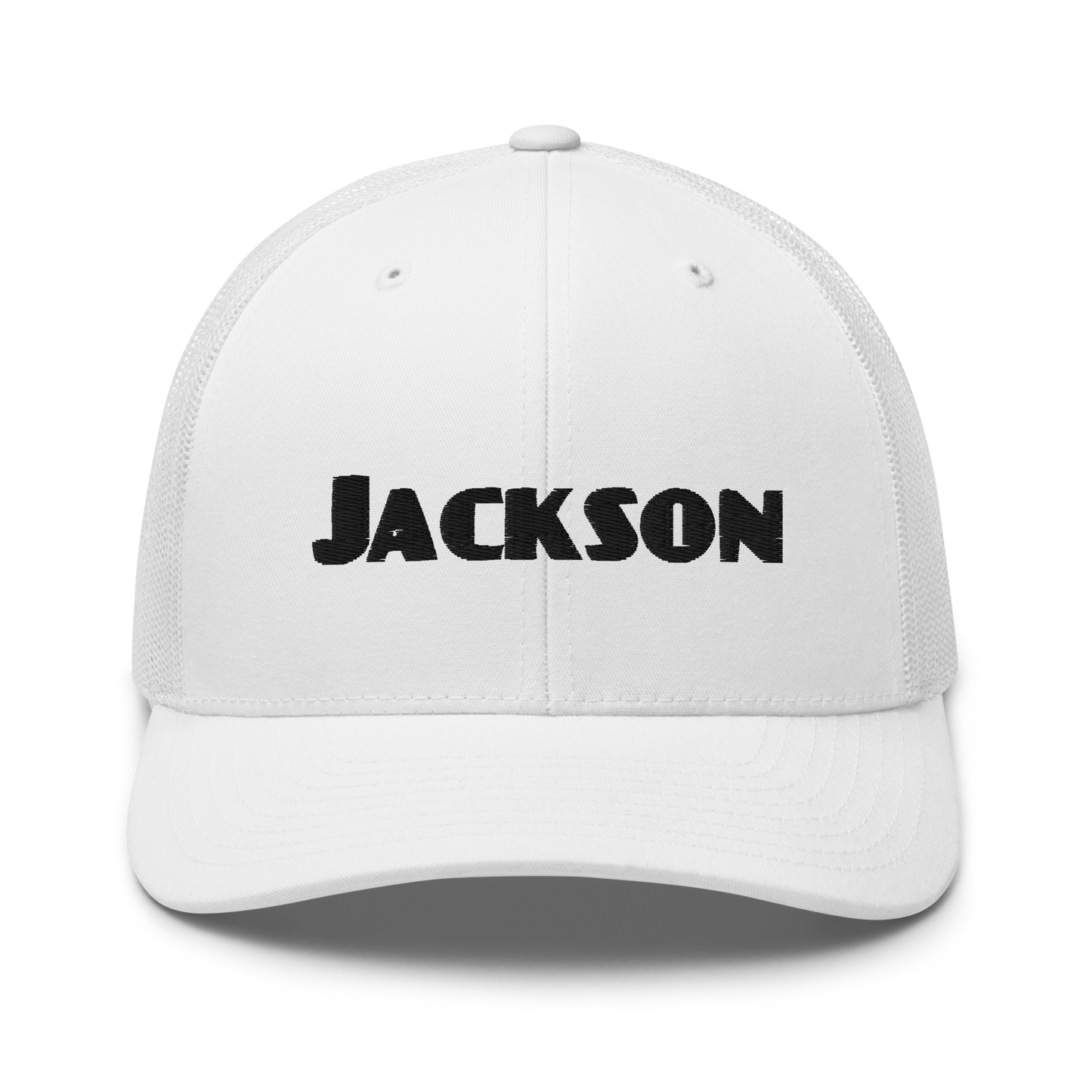 'Jackson' Trucker Cap | White/Black Embroidery