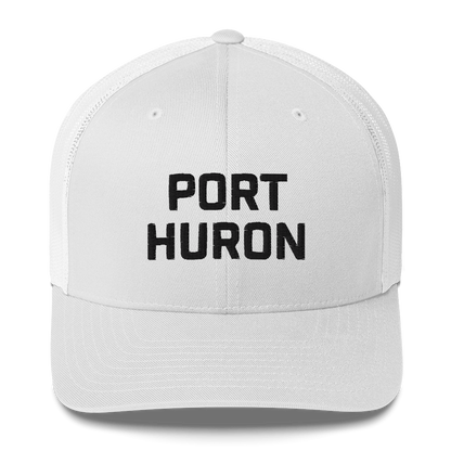 'Port Huron' Trucker Hat | White/Black Embroidery