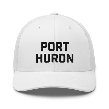 'Port Huron' Trucker Hat | White/Black Embroidery