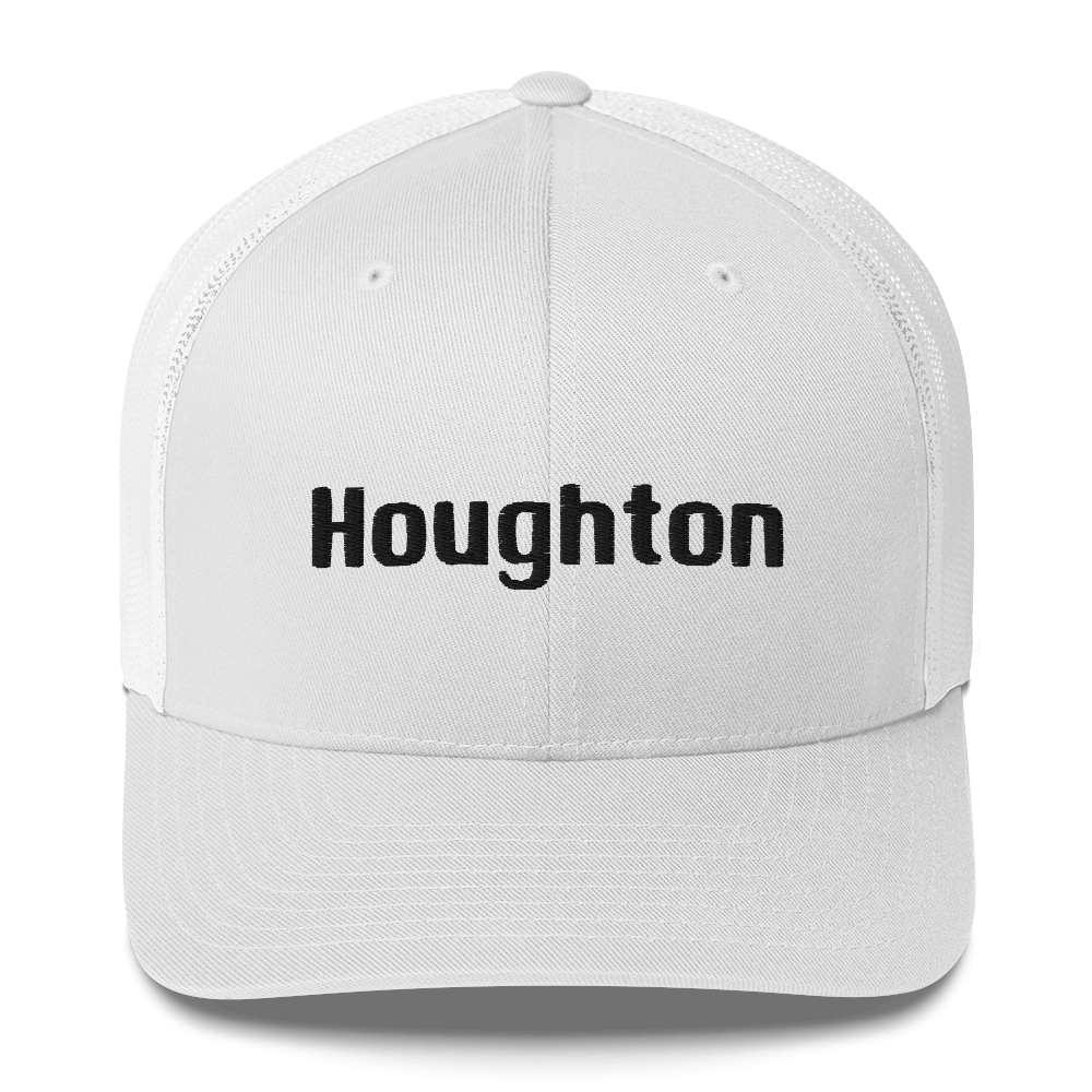 'Houghton' Trucker Hat | White/Black Embroidery