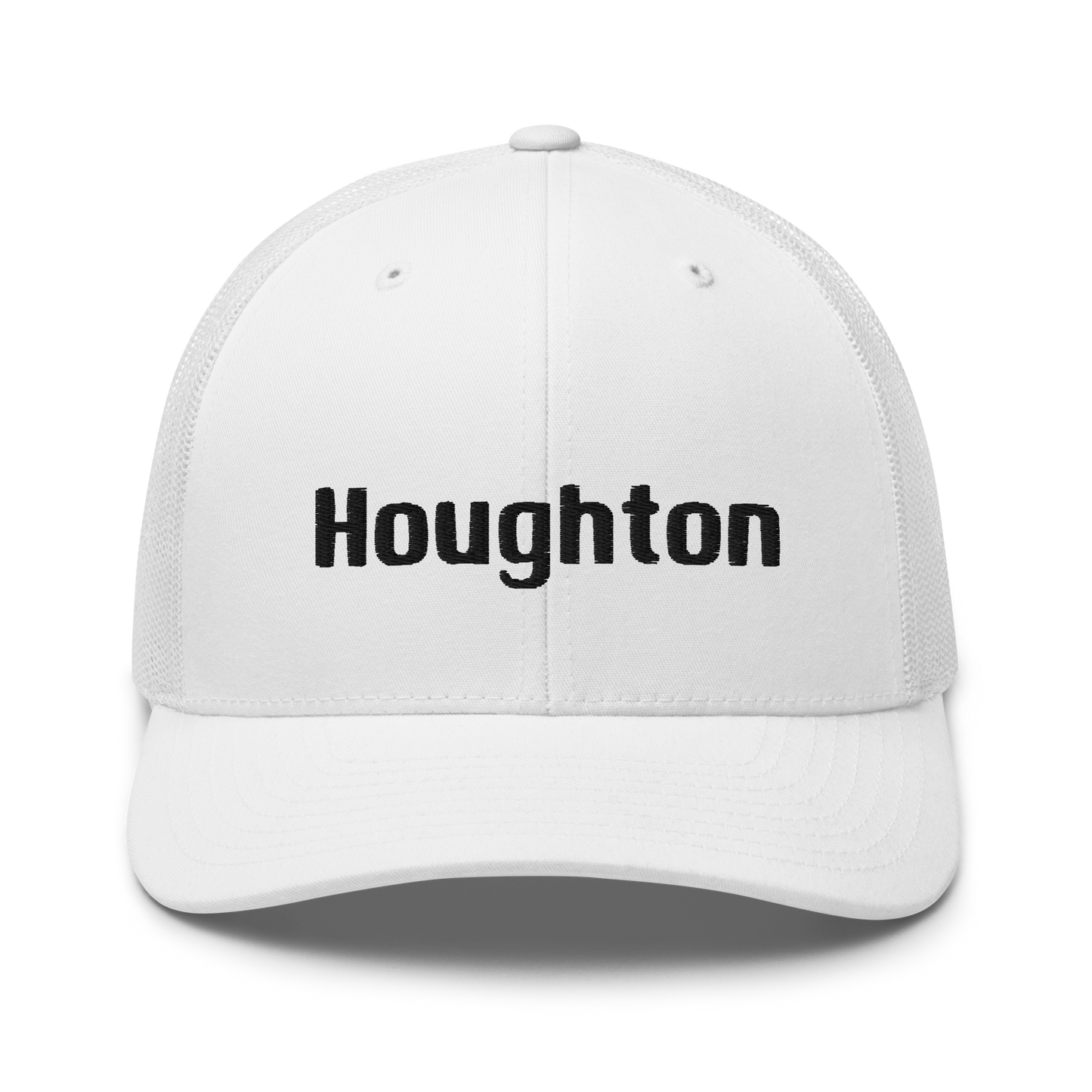 'Houghton' Trucker Hat | White/Black Embroidery