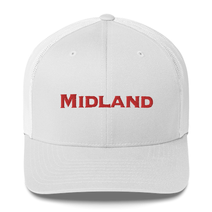 'Midland' Trucker Hat | White/Red Embroidery