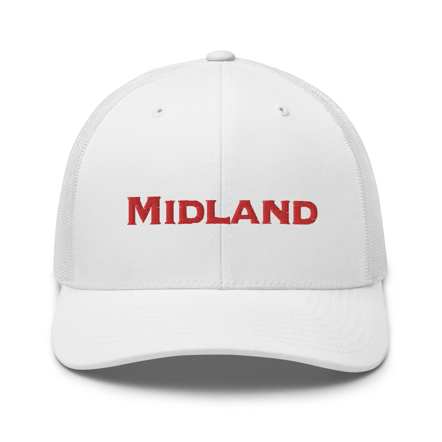 'Midland' Trucker Hat | White/Red Embroidery