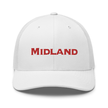 'Midland' Trucker Hat | White/Red Embroidery