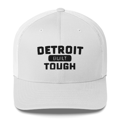 'Built Detroit Tough' Trucker Hat | White/Black Embroidery