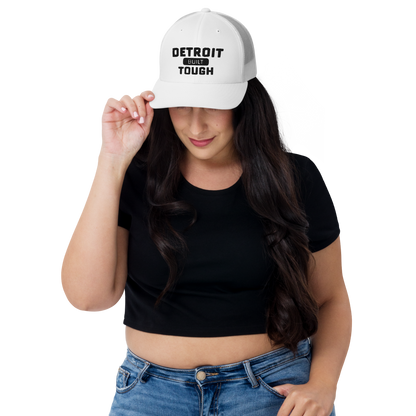 'Built Detroit Tough' Trucker Hat | White/Black Embroidery