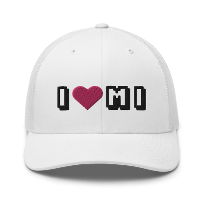 Michigan 'I ❤️ MI' Trucker Hat (Arcade Font)