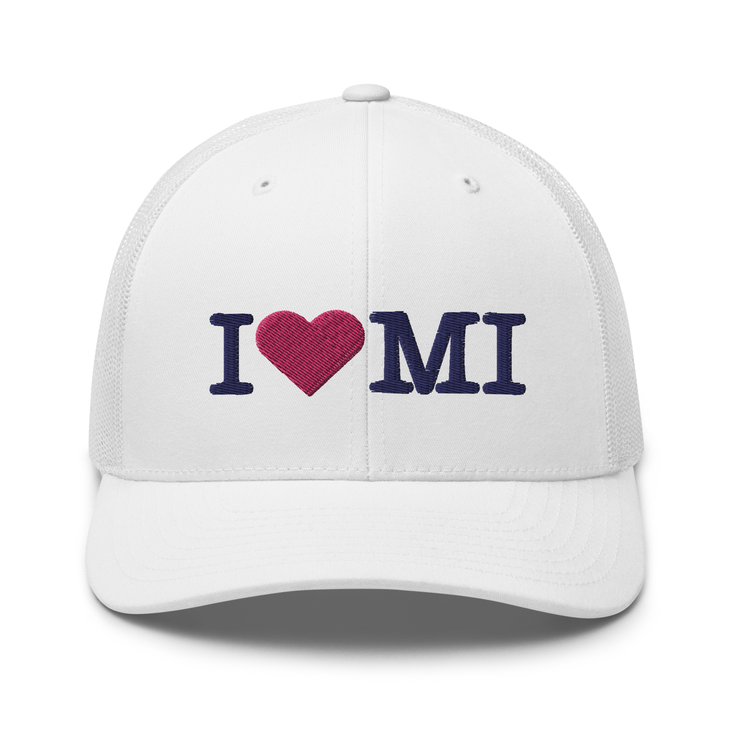 Michigan 'I ❤️ MI' Trucker Hat (Typewriter Font)