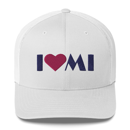 Michigan 'I ❤️ MI' Trucker Hat (Art Deco Font)