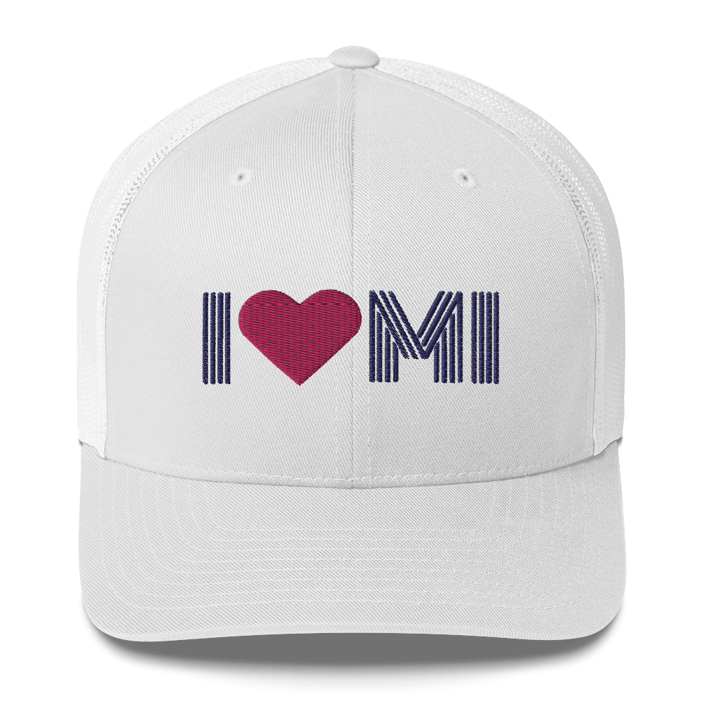 Michigan 'I ❤️ MI' Trucker Hat (Metalpress Font)