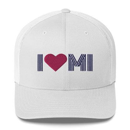 Michigan 'I ❤️ MI' Trucker Hat (Metalpress Font)