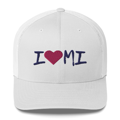 Michigan 'I ❤️ MI' Trucker Hat (Brush Font)