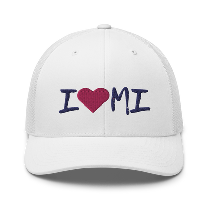 Michigan 'I ❤️ MI' Trucker Hat (Brush Font)