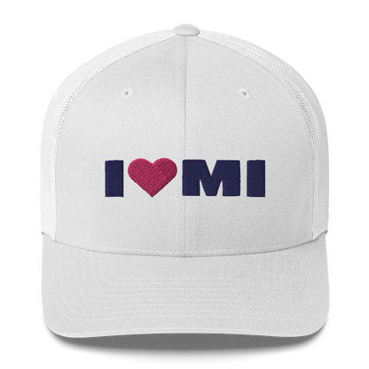 Michigan 'I ❤️ MI' Trucker Hat (French Olive Font)