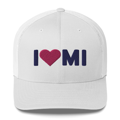 Michigan 'I ❤️ MI' Trucker Hat (Rounded Swiss Font)