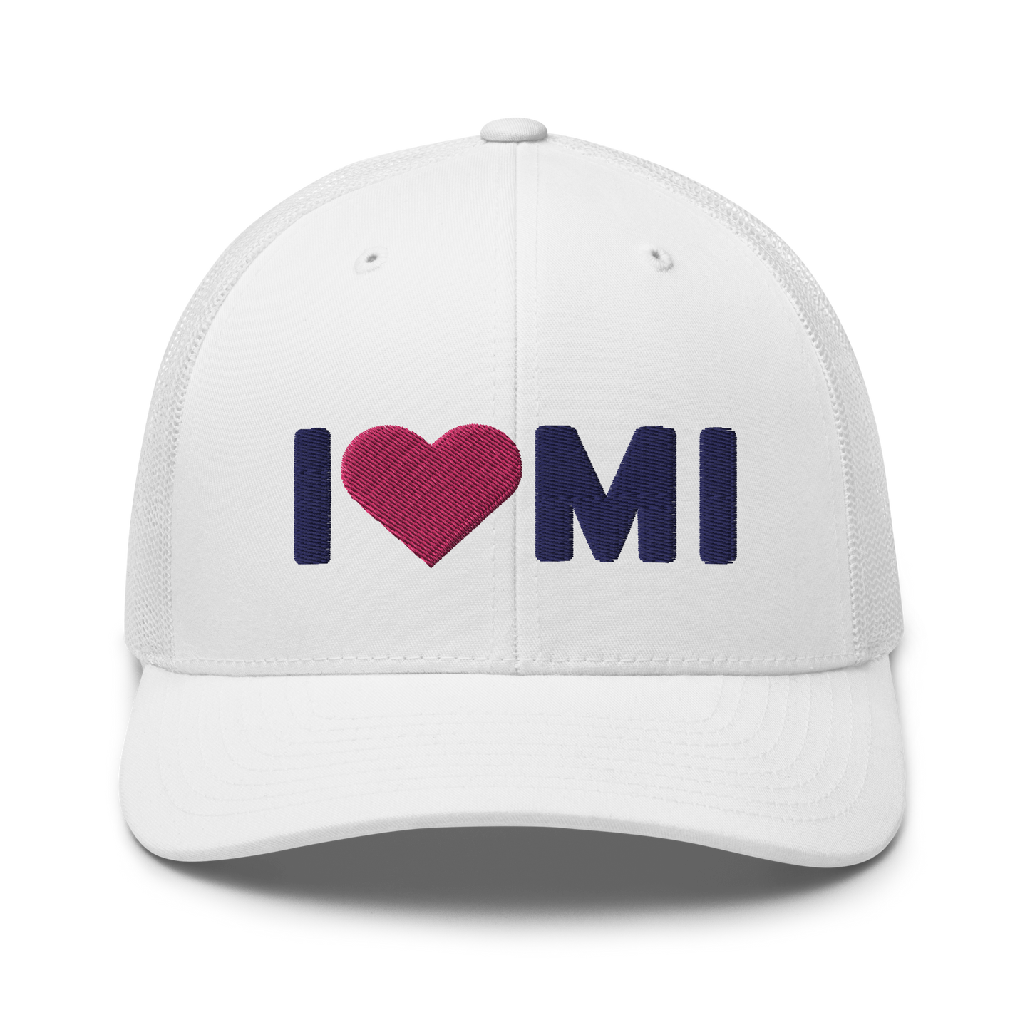 Michigan 'I ❤️ MI' Trucker Hat (Rounded Swiss Font)