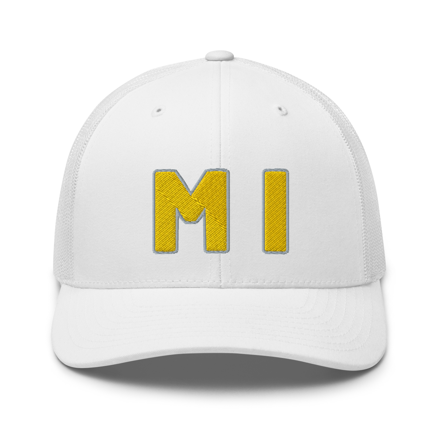 Michigan 'MI' Trucker Hat (1940s Baseball Font) | Gold Embroidery