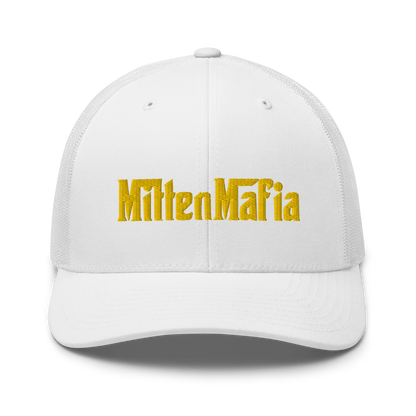 Michigan 'MittenMafia' Trucker Hat (Gangster Font) | Gold Embroidery