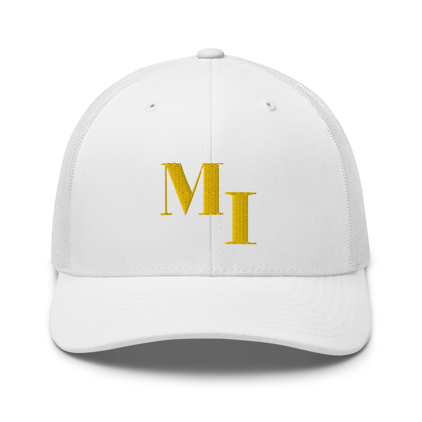 Michigan 'MI' Trucker Hat (Didone Logotype) | Gold Embroidery