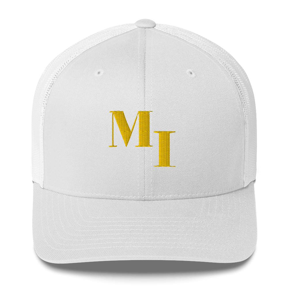 Michigan 'MI' Trucker Hat (Didone Logotype) | Gold Embroidery