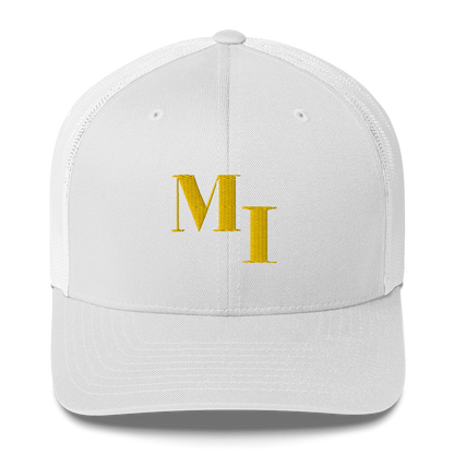 Michigan 'MI' Trucker Hat (Didone Logotype) | Gold Embroidery